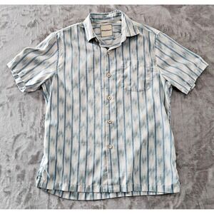 Tommy Bahama Small Short Sleeve Button Front Shirt Silk Blend Geometric